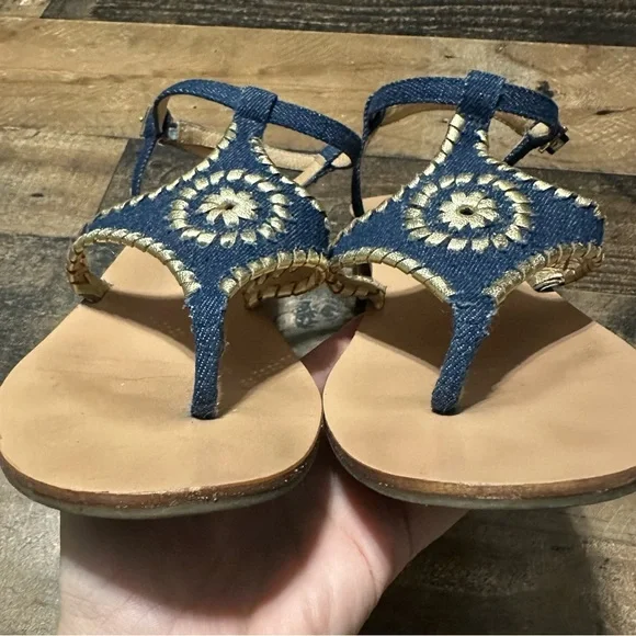 Jack Rogers ‘Elise’ Denim Heel Sandals - Picture 6 of 9
